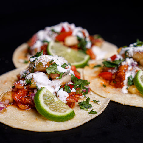 Honey Tequila Chipotle Chicken Tacos with Smoked Peach Salsa