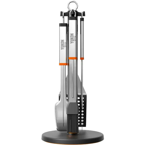 Stainless Steel Bbq Tool Set with Rotating Stand & Drip Pan