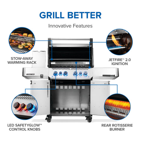 Prestige® 500 RSIB Gas Grill with Infrared Side and Rear Burner, Stainless Steel