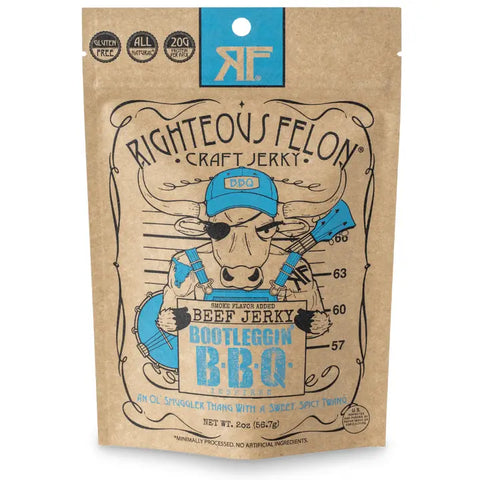 Righteous Felon Bootleggin' Baby Blues BBQ Beef Jerky 2oz